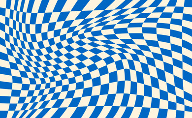 Distorted checkered blue background - obrazy, fototapety, plakaty