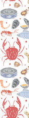 Seafood background. Drawn seafood illustration with place for text