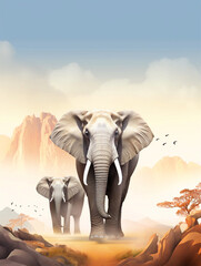 Illustration for World Elephant Day August 12 - ai generative