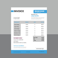 Fototapeta na wymiar Clean Vector Invoice Design Template For Business.