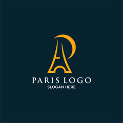 paris with letter p logo design