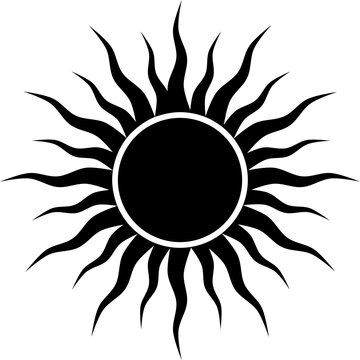 Black sun sunshine light rays boho icon PNG