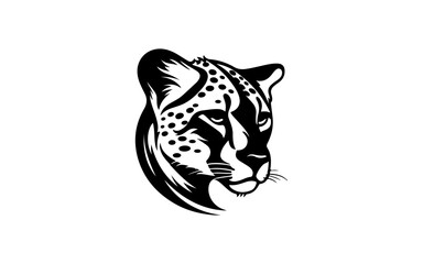 head of tiger shape isolated illustration with black and white style for template.