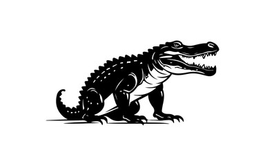 crocodile shape isolated illustration with black and white style for template.