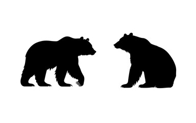 bear shape isolated illustration with black and white style for template.