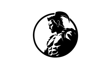 Warrior shape isolated illustration with black and white style for template.