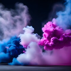A captivating scene created by a cloud of blue and pink smoke.