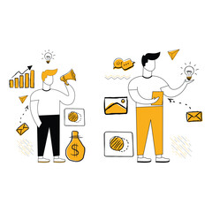 Entrepreneur investor marketing flat illustration