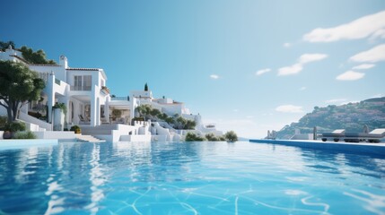 Fototapeta na wymiar Luxury villa with infinity pool. Generative AI
