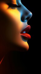 Minimalist silhouette of female lips. Generative AI