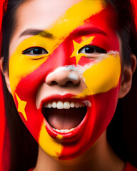 Chinese Supporter with Flag Face Paint - Generative AI