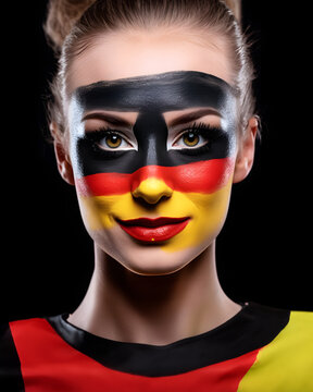 German Supporter with Flag Face Paint - Generative AI