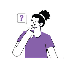 women vector character illustration with Question icon