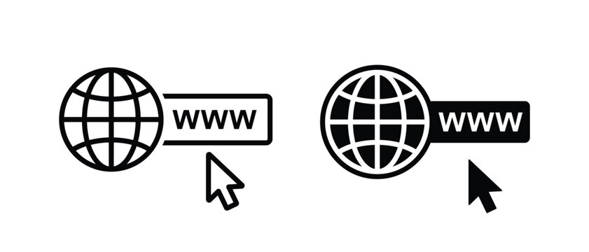 Hyperlink or world wide web vector icon set. Browser search technology. symbol. Web hosting sign