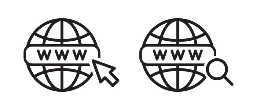 Hyperlink or world wide web vector icon set. Browser search website page symbol. Web hosting sign