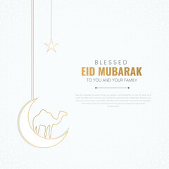 Eid Mubarak Greeting card ( Happy Eid Adha). Eid Mubarak theme. Vector illustration.