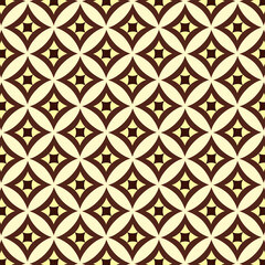 Seamless pattern Geometric star grid circle shape brown yellow, Modern diamond circles pattern. Vintage Retro wallpaper Use for fabric, textile, interior decoration elements, upholstery, packaging