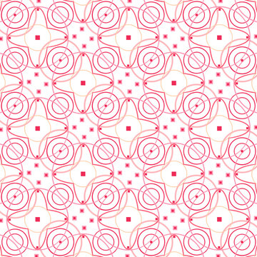 Seamless pattern Geometric seamless background pattern abstract sweet pink flower and outline design pattern. Vintage abstract geometric on white background for prints, textile, wrapping, fabric. © Chatchaa