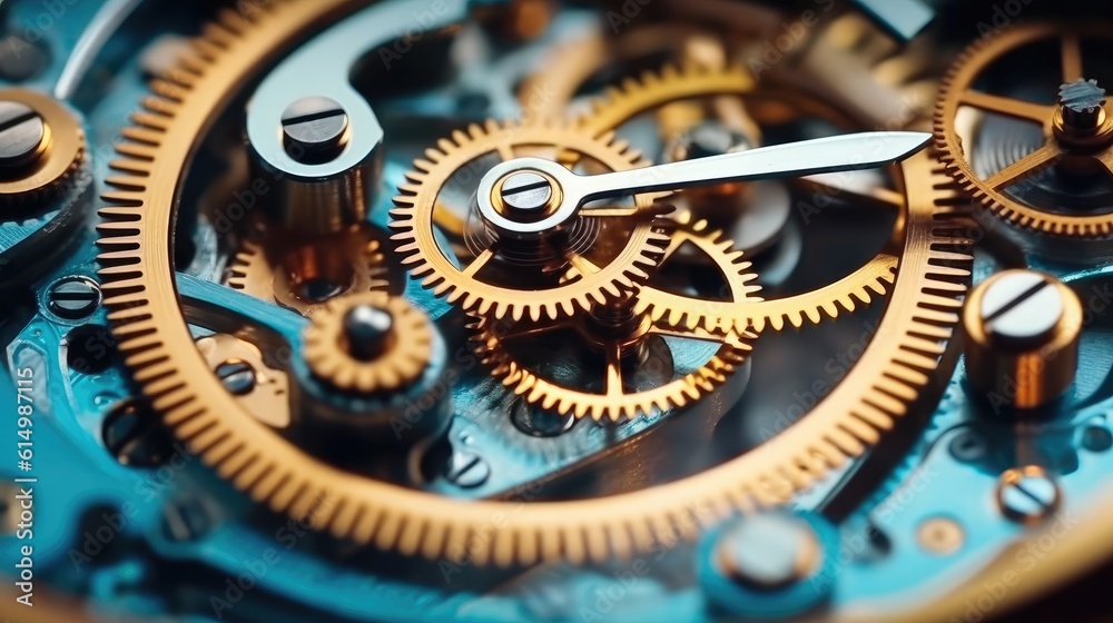 Aufkleber clockwork watch mechanism macro lens, clock mechanism with gears