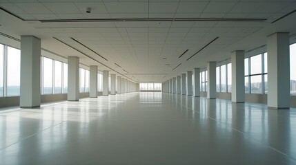 Empty corridor in the modern office building.