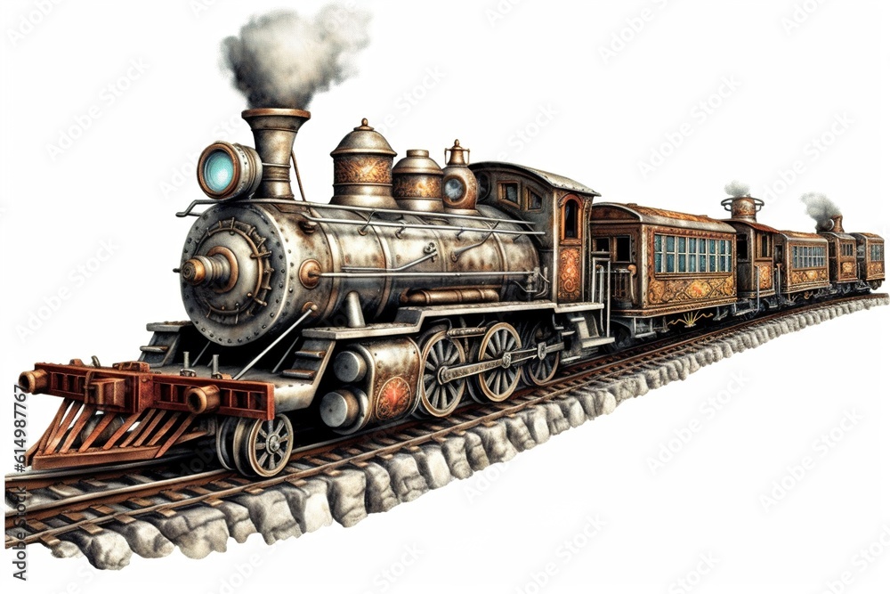 Poster train track isolated on white background. generated by ai.