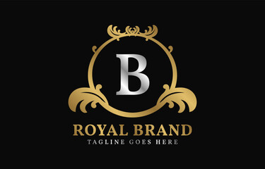 letter B royal brand luxurious circle frame initial vector logo design