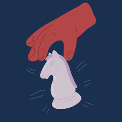 Cartoon vector illustration of Hand hold horse figure horse