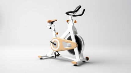 Upright bike for exercise in gym or fitness on white background.