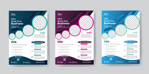 Corporate business flyer template design set with blue, marketing, business proposal, promotion,
 advertise, publication, vector illustration template in A4 size. new digital marketing flyer set