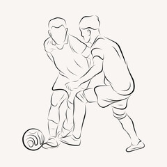 Fototapeta na wymiar People Football player line art illustration