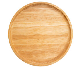 Wooden plate on white background, Wooden dish Isolate on white PNG File.