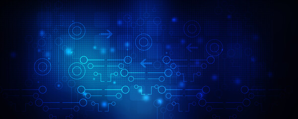 2d illustration Abstract futuristic electronic circuit technology background