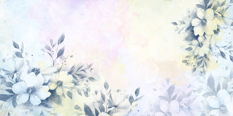 Abstract art background vector. Luxury minimal style wallpaper with blue watercolor flower. Floral art for banners, prints, posters, cover, greetings, wallpaper and invitation card.