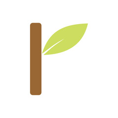 VECTOR LOGO OF A STICK OF WOOD AND A LEAF