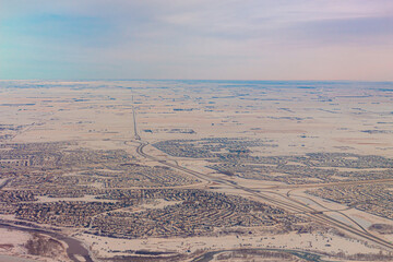 Aerial view of Calgary suburbs