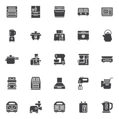 Kitchen appliances vector icons set