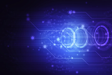 2d illustration Abstract futuristic electronic circuit technology background