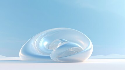 Abstract 3d curved background, white with sky, blue and white style, free form minimalism