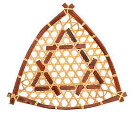 Bamboo basket on white background, Asian wickerwork Kitchenware Isolate on white PNG File.