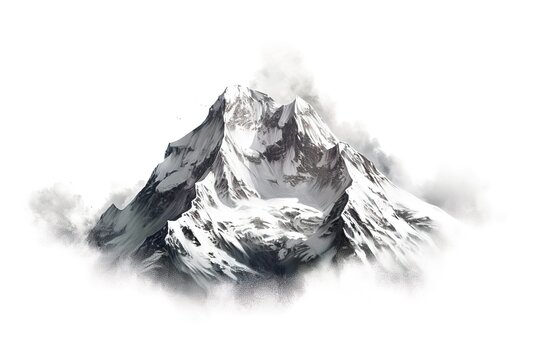 snow mountain isolated on white background. Generated by AI.