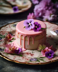 Obraz na płótnie Canvas Delicate Floral Mousse: Exquisite Dessert Creation Made with Generative AI