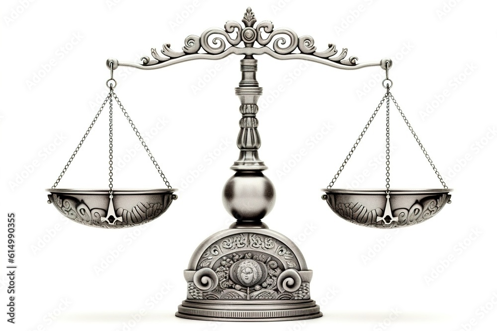 Poster scale balance concept. scales isolated on white background. generated by ai.