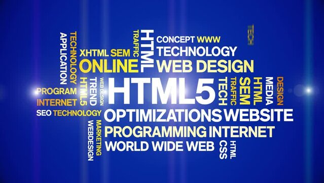 HTML5 animated tag word cloud;text design animation kinetic typography seamless loop.
