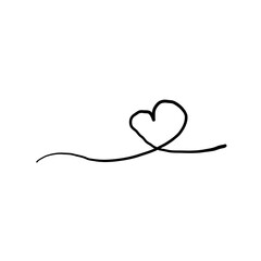 Doodle line heart isolated on white