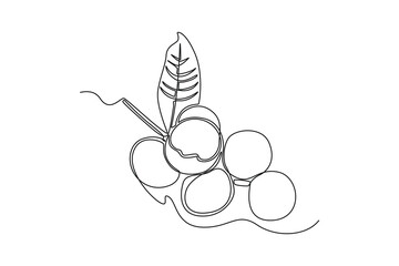 Single one line drawing fruits concept. Continuous line draw design graphic vector illustration.