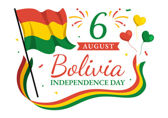 Bolivia Independence Day Vector Illustration on 6 August with festival National Holiday in Flat Cartoon Hand Drawn Landing Page Background Templates - Powered by Adobe