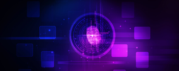 2d Illustration Fingerprint Scanning Technology Concept 
