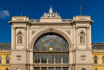 Facade of Eastern Railway Station in Budapest Hungary