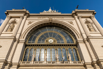 Facade of Eastern Railway Station in Budapest Hungary