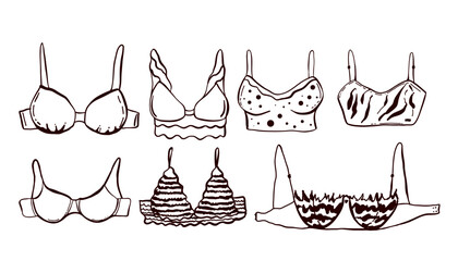 Basic T-shirt Bra technical illustration. Editable underwear flat fashion sketch